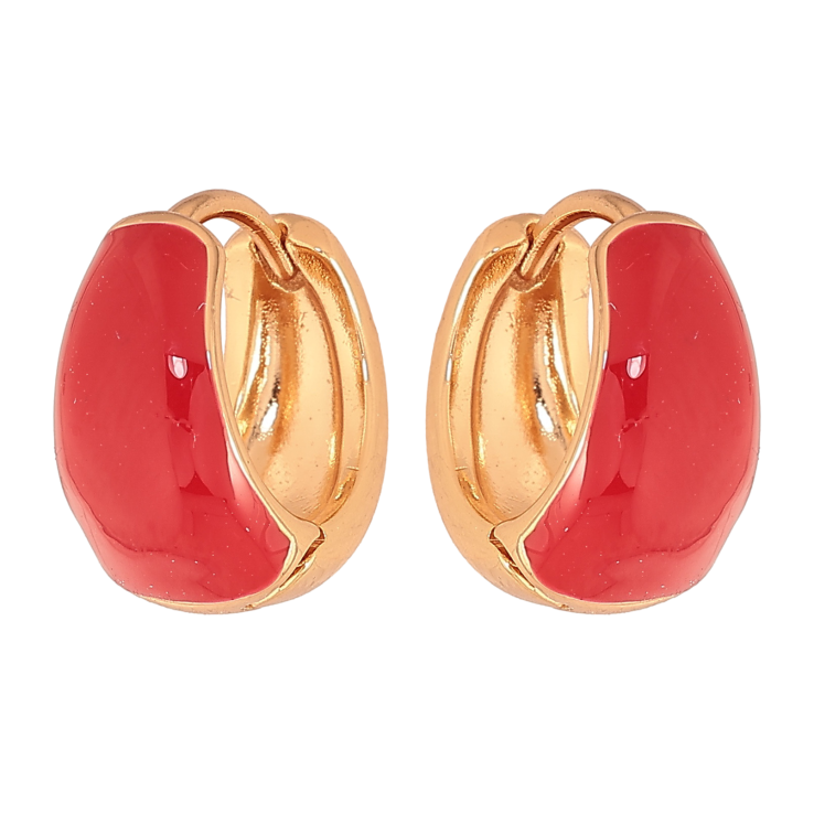 Серьги Xuping цвет Позолота 18К колечки "Узор красной эмалью" фото №18