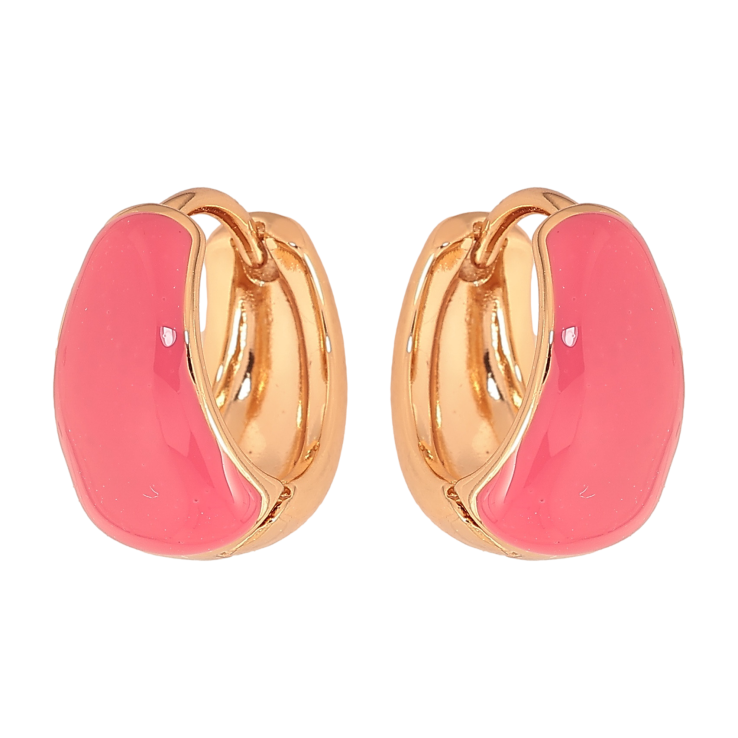 Серьги Xuping цвет Позолота 18К колечки "Узор розовой эмалью" фото №20