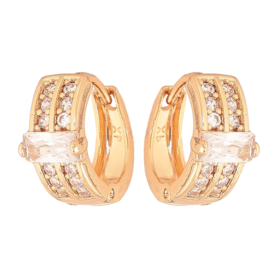 Серьги Xuping цвет Позолота 18К колечки "Узор с кристаллами" фото №1