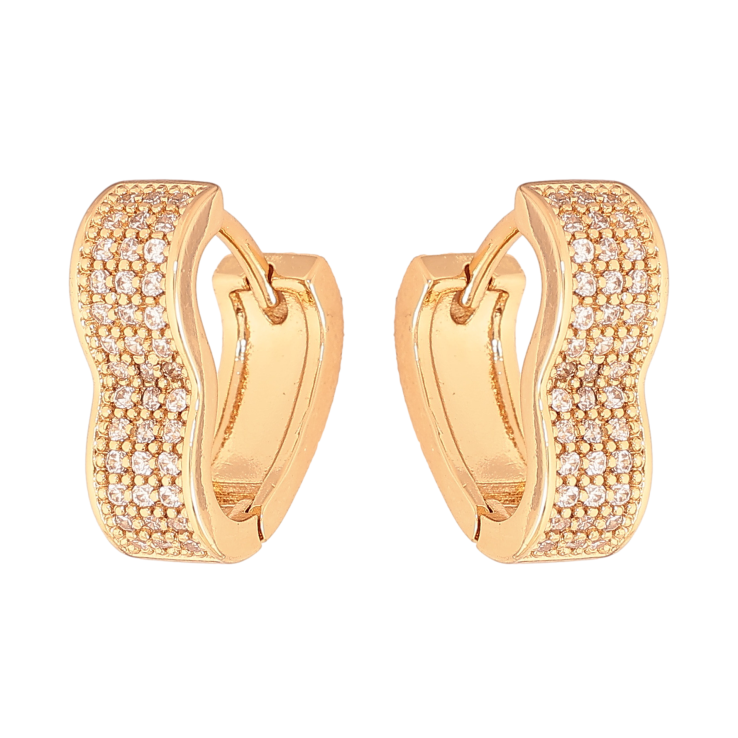 Серьги Xuping цвет Позолота 18К колечки "Сердечки с инкрустацией кристаллами" фото №25