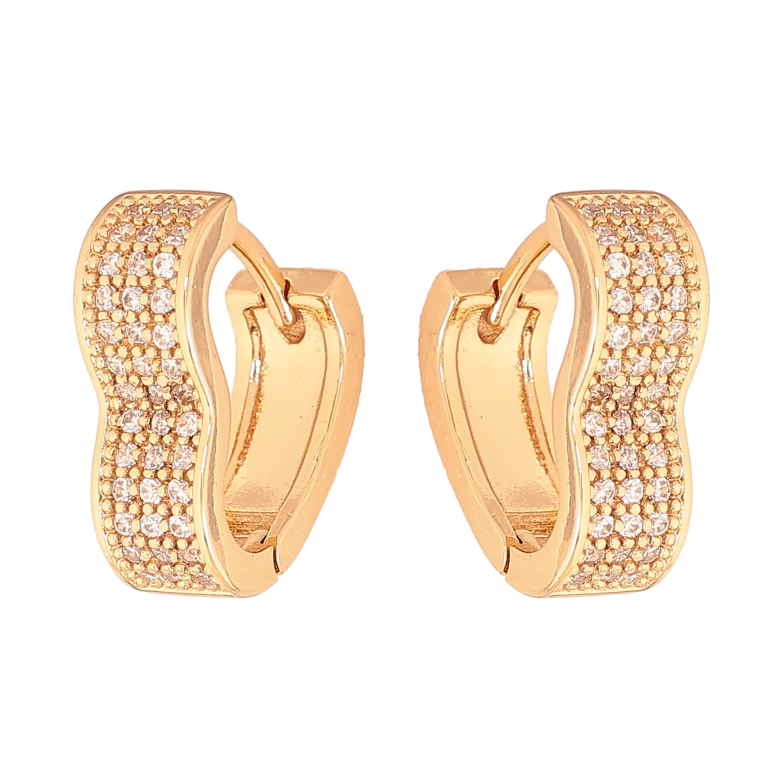 Серьги Xuping цвет Позолота 18К колечки "Сердечки с инкрустацией кристаллами" фото №8