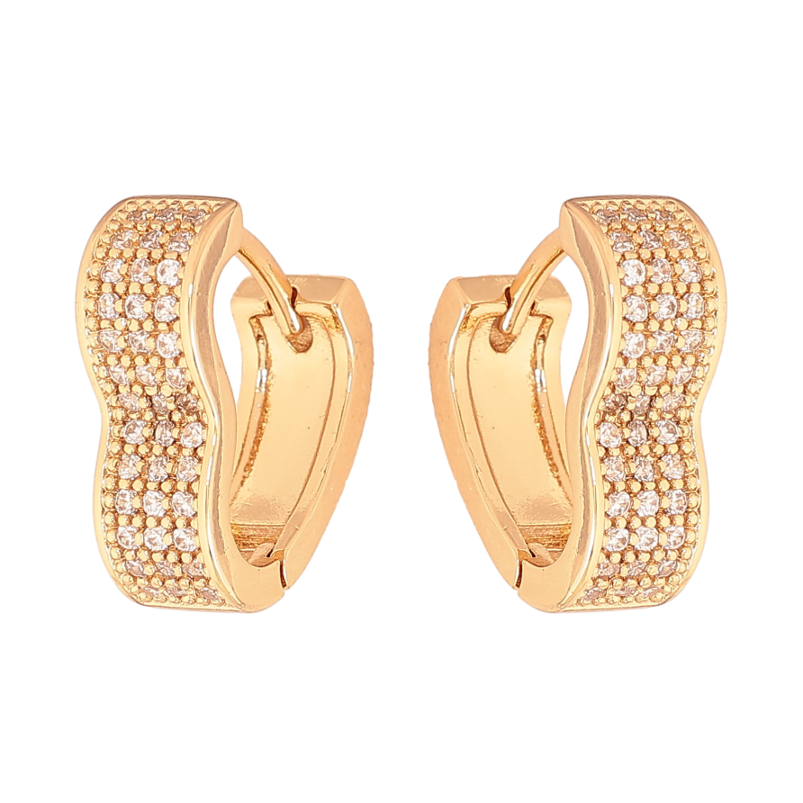 Серьги Xuping цвет Позолота 18К колечки "Сердечки с инкрустацией кристаллами" фото №1