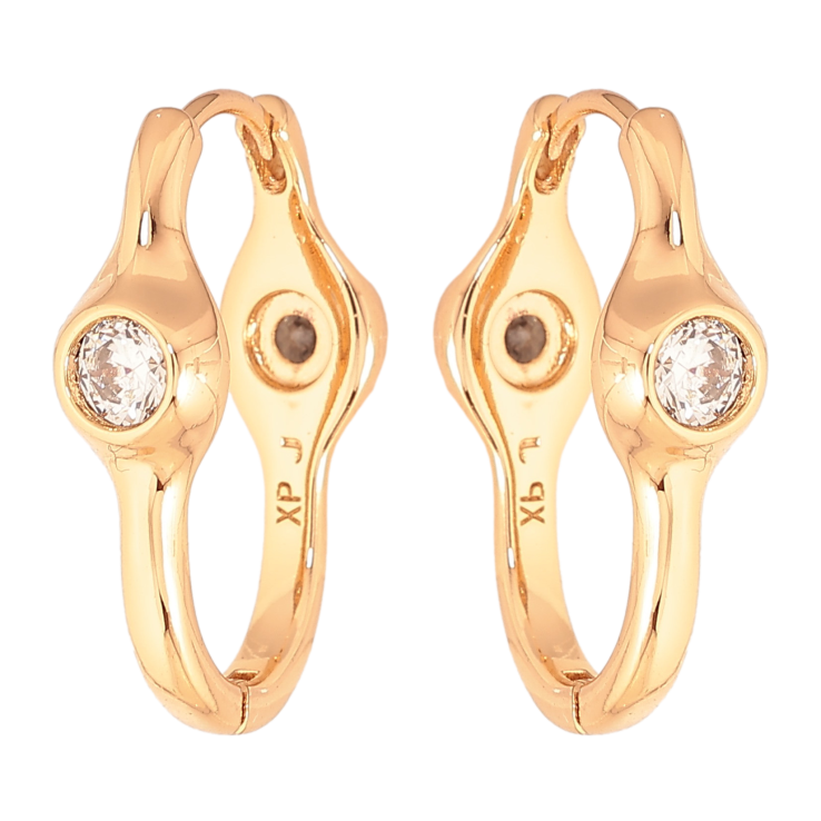 Сережки Xuping колір Позолота 18K колечка "Візерунок з кристалами двосторонній" фото №15