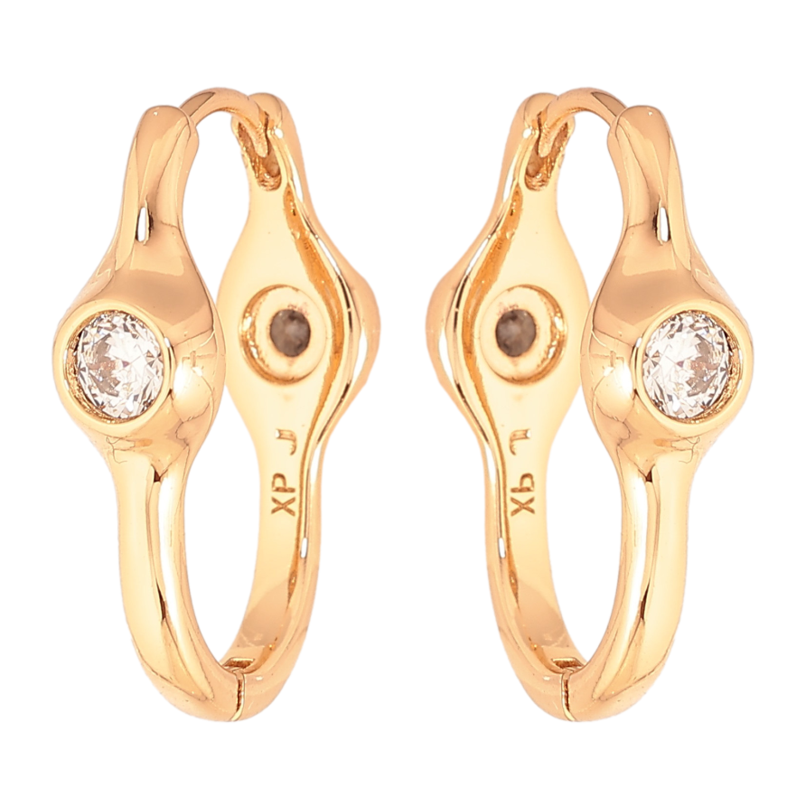 Сережки Xuping колір Позолота 18K колечка "Візерунок з кристалами двосторонній" фото №1