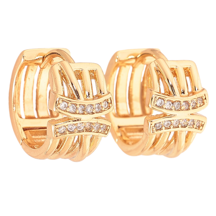 Сережки Xuping колір Позолота 18К колечка "Візерунок з кристалами" фото №21