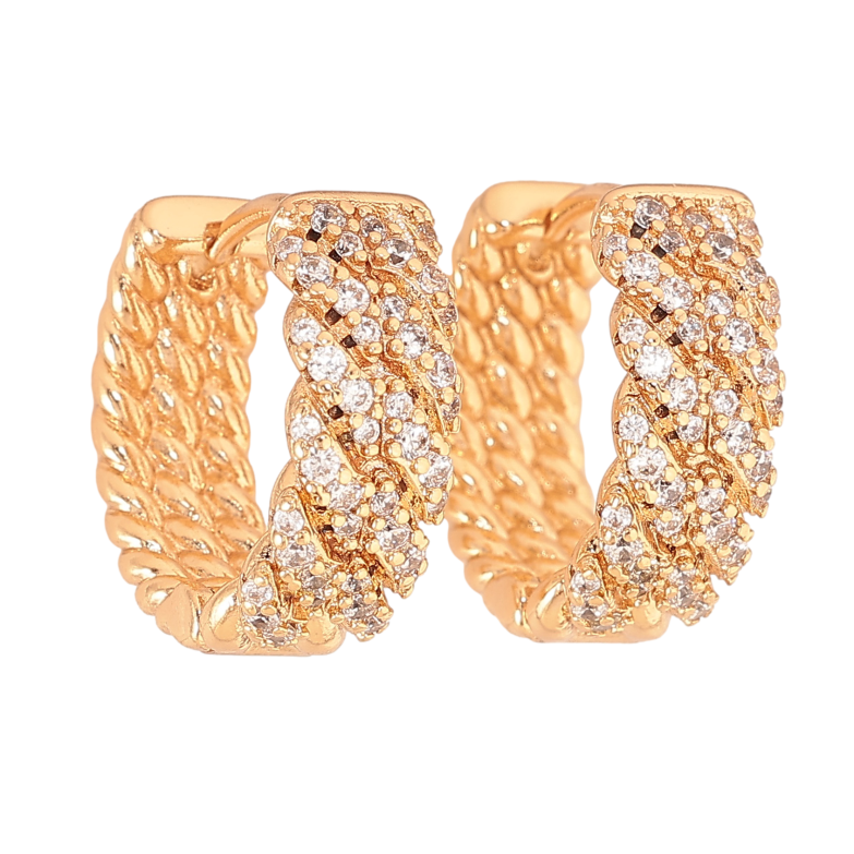 Серьги Xuping цвет Позолота 18К колечки "Инкрустация кристаллами" фото №1