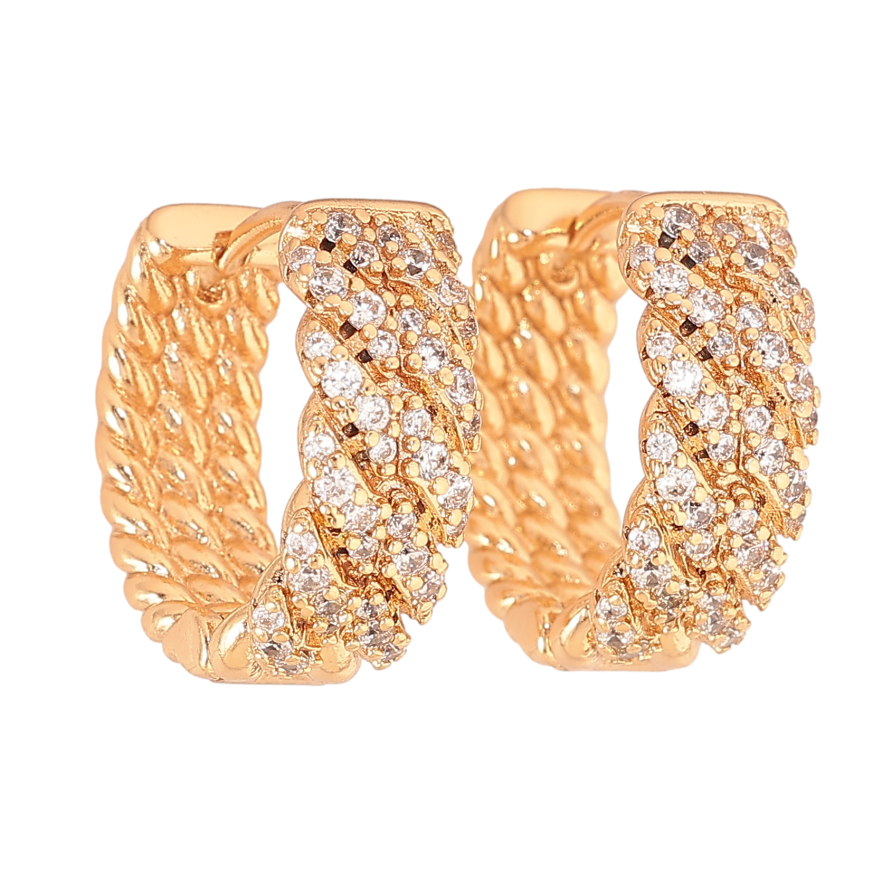 Серьги Xuping цвет Позолота 18К колечки "Инкрустация кристаллами" фото №1