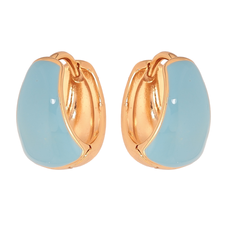 Серьги Xuping цвет Позолота 18К колечки "Узор голубой эмалью" фото №19