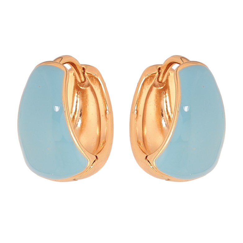 Сережки Xuping колір Позолота 18К колечка "Візерунок блакитною емаллю" фото №1