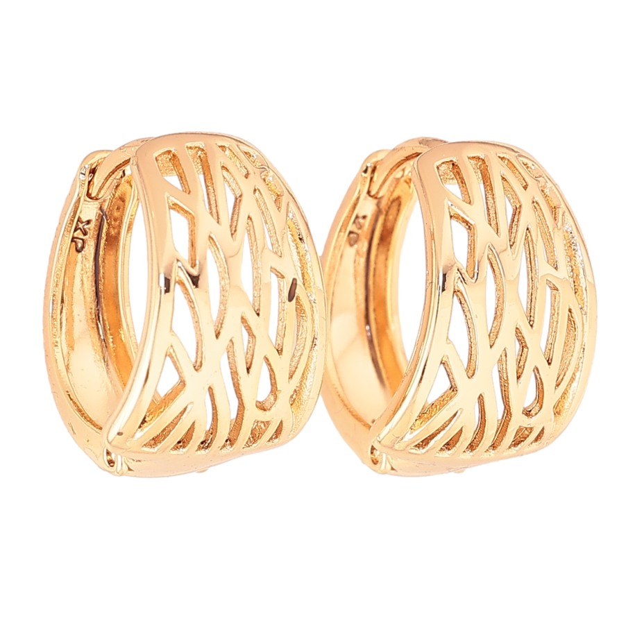 Серьги Xuping цвет Позолота 18К колечки "Декоративный узор" фото №1