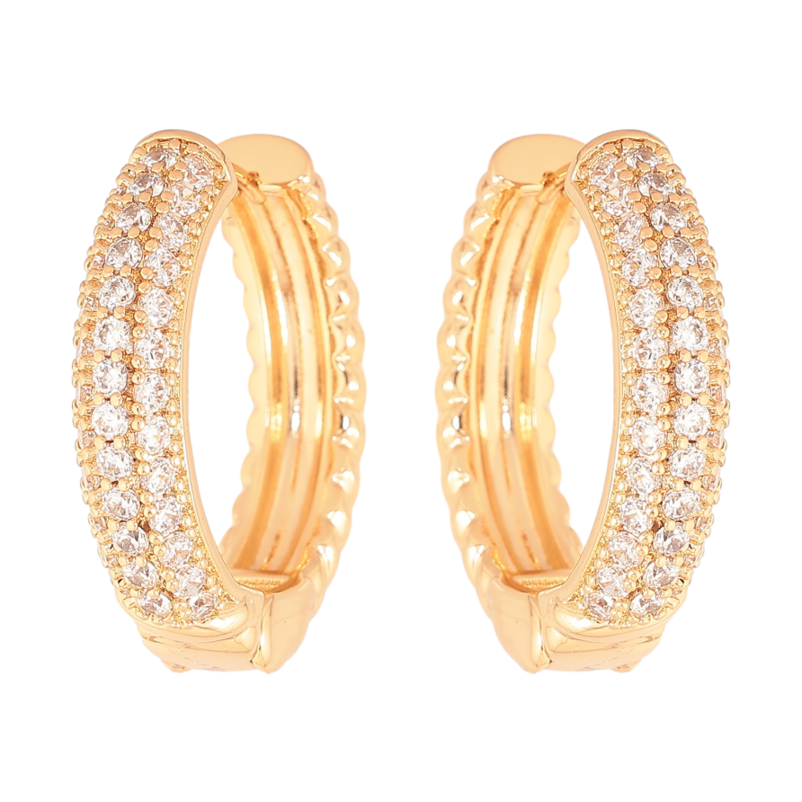 Сережки Xuping колір Позолота 18К колечка "Інкрустація кристалами" фото №1 Сережки Xuping колір Позолота 18К колечка "Інкрустація кристалами" фото №1