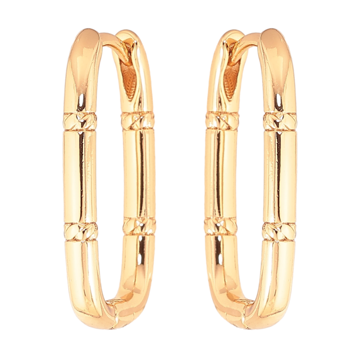 Сережки Xuping колір Позолота 18K колечка "Овальні з візерунком" фото №17