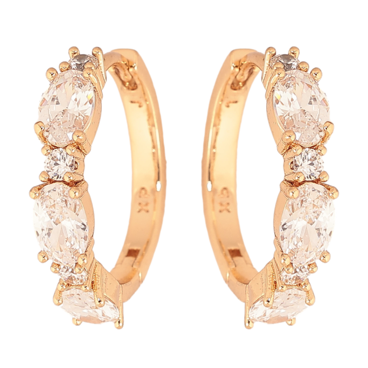 Сережки Xuping колір Позолота 18K колечка "Візерунок з кристалами" фото №5