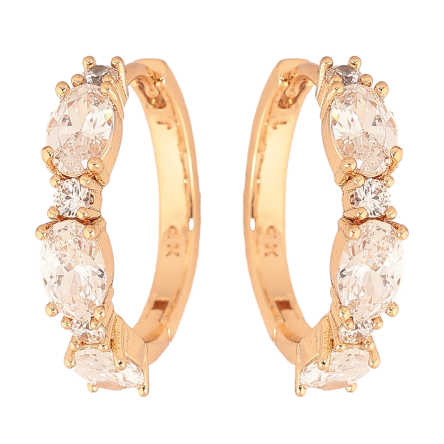 Сережки Xuping колір Позолота 18K колечка "Візерунок з кристалами" фото №1