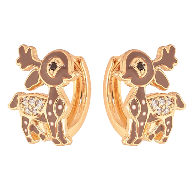 Сережки Xuping колір Позолота 18K колечка "Оленя з емаллю" фото №5 Сережки Xuping колір Позолота 18K колечка "Оленя з емаллю" фото №5