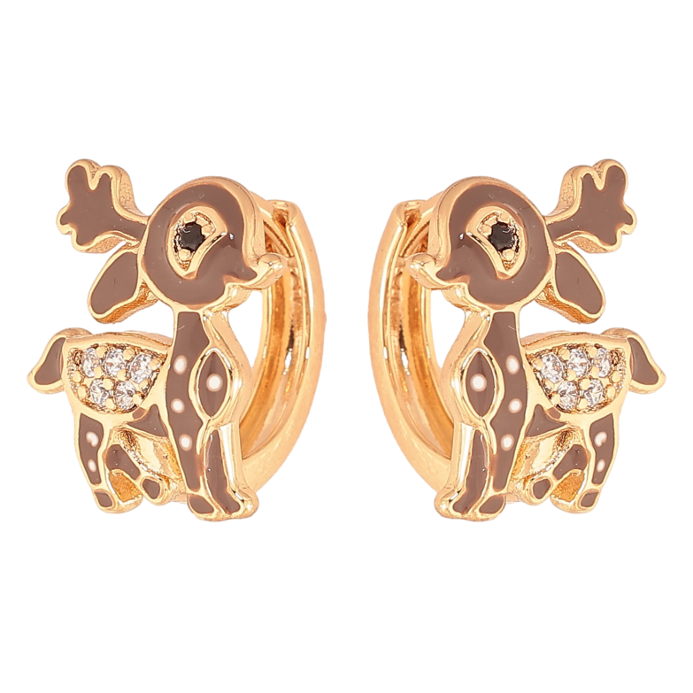 Сережки Xuping колір Позолота 18K колечка "Оленя з емаллю" фото №1