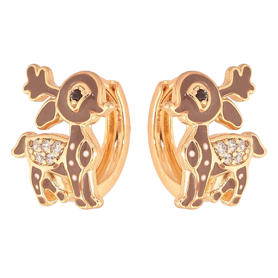 Сережки Xuping колір Позолота 18K колечка "Оленя з емаллю" фото №1