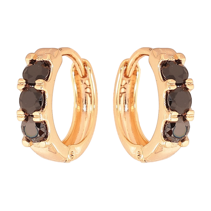 Сережки Xuping колір Позолота 18К колечка "Доріжки чорних кристалів" фото №13 Сережки Xuping колір Позолота 18К колечка "Доріжки чорних кристалів" фото №13