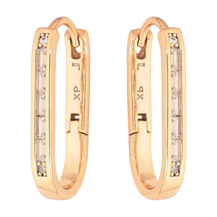 Серьги Xuping цвет Позолота 18К колечки "Дорожки кристаллов" фото №25