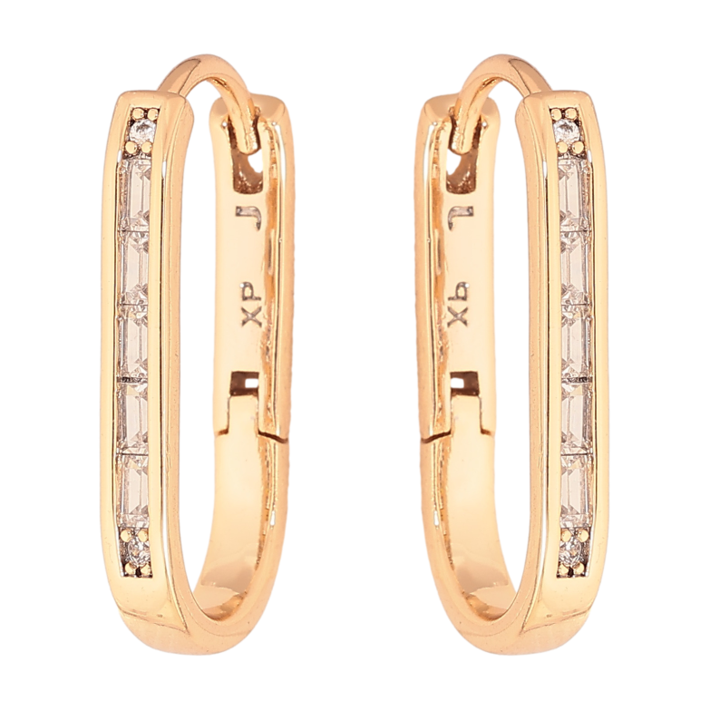 Серьги Xuping цвет Позолота 18К колечки "Дорожки кристаллов" фото №1