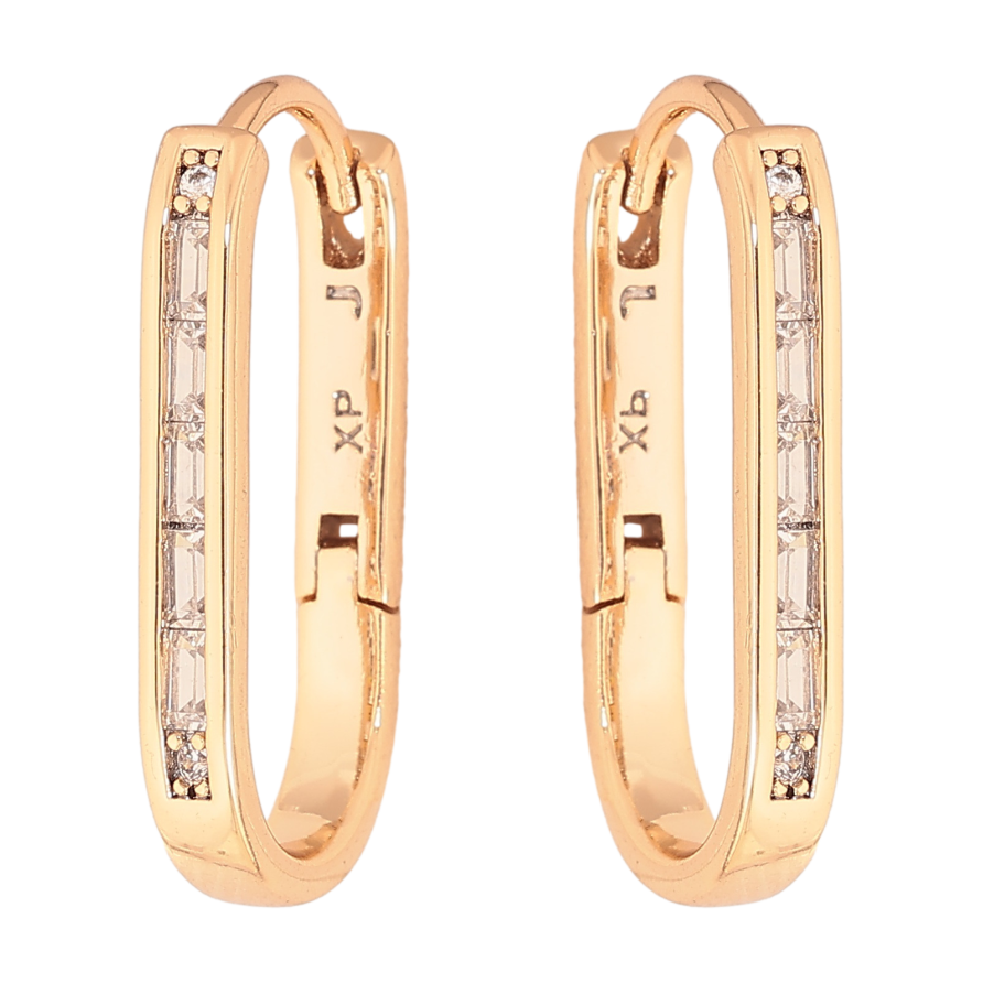 Серьги Xuping цвет Позолота 18К колечки "Дорожки кристаллов" фото №1