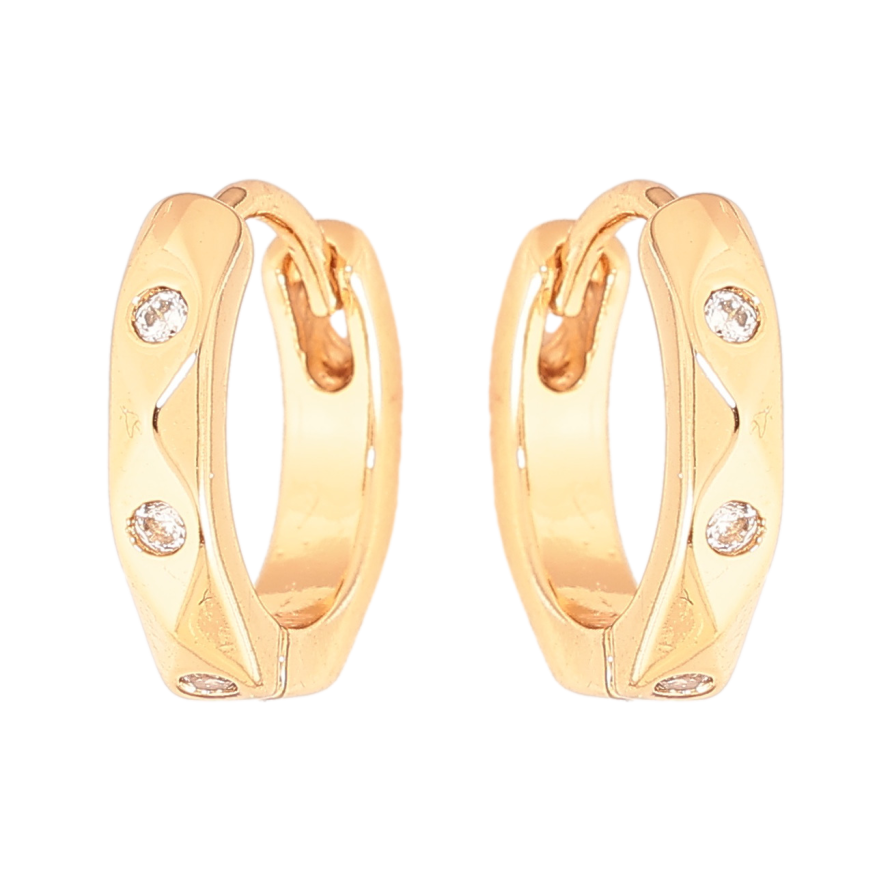 Сережки Xuping колір Позолота 18К колечка "Візерунок кристалами" фото №1