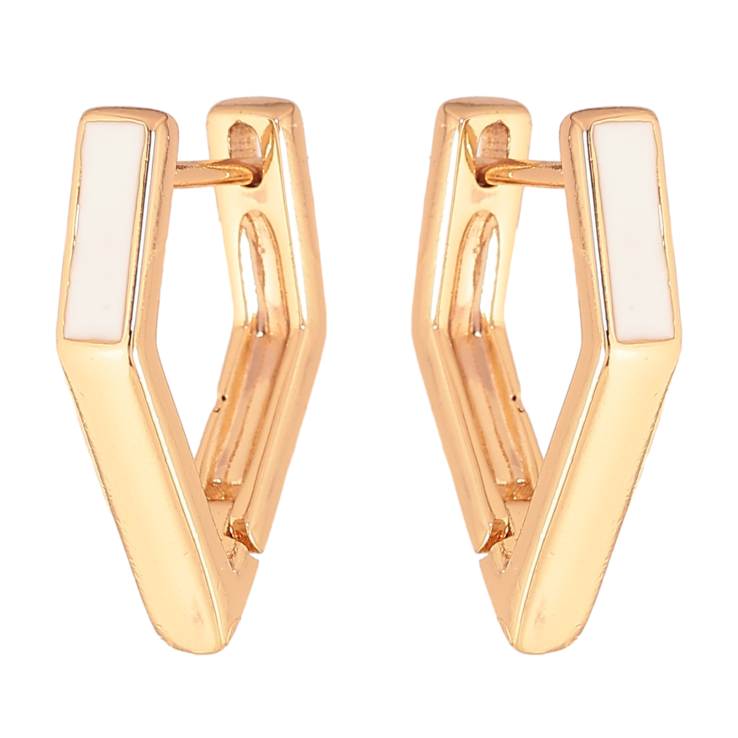 Сережки Xuping колір Позолота 18К колечка "Візерунок з білою емаллю" фото №13