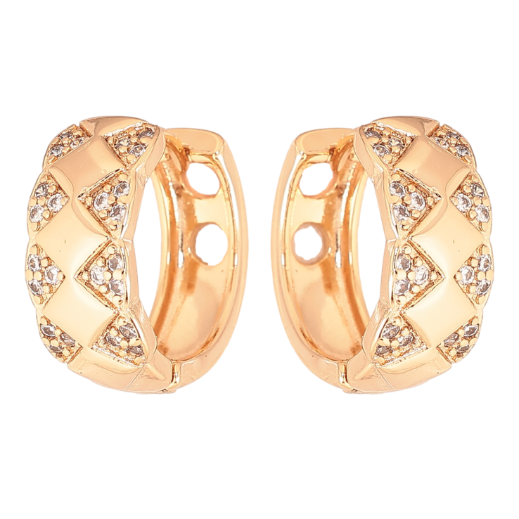 Серьги Xuping цвет Позолота 18К колечки "Узор с кристаллами" фото №15