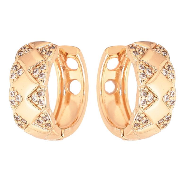 Серьги Xuping цвет Позолота 18К колечки "Узор с кристаллами" фото №9