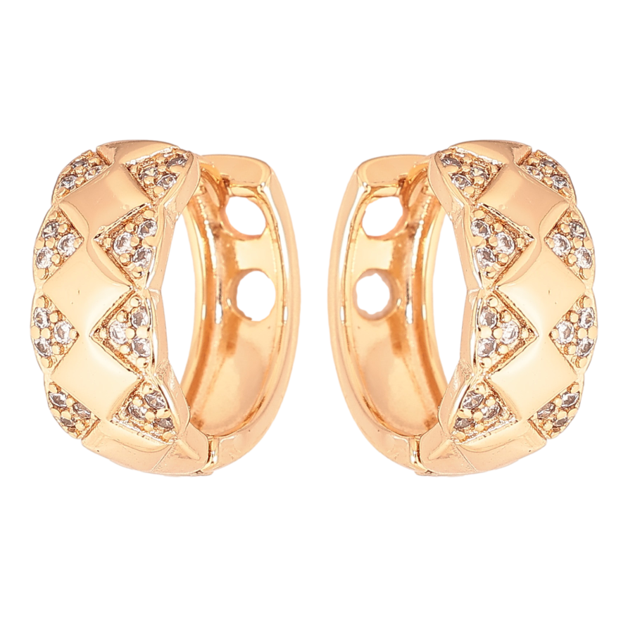 Серьги Xuping цвет Позолота 18К колечки "Узор с кристаллами" фото №1