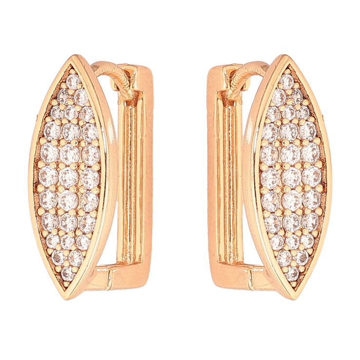 Серьги Xuping цвет Позолота 18К колечки "Узор с инкрустацией кристаллами" фото №14