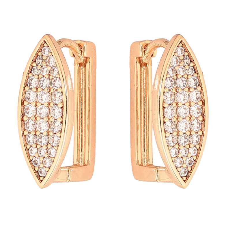 Серьги Xuping цвет Позолота 18К колечки "Узор с инкрустацией кристаллами" фото №1