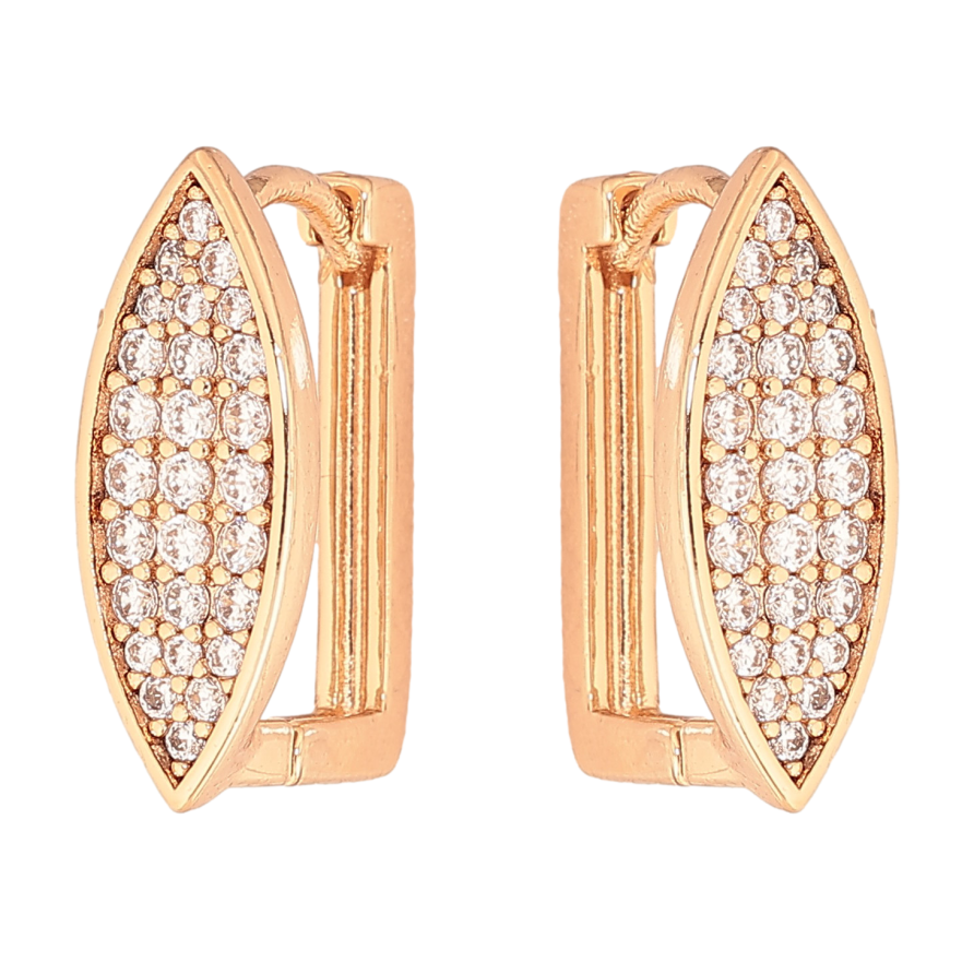 Серьги Xuping цвет Позолота 18К колечки "Узор с инкрустацией кристаллами" фото №1