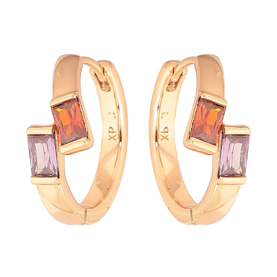 Серьги Xuping цвет Позолота 18К колечки "Узор с цветными кристаллами" фото №1 Серьги Xuping цвет Позолота 18К колечки "Узор с цветными кристаллами" фото №1