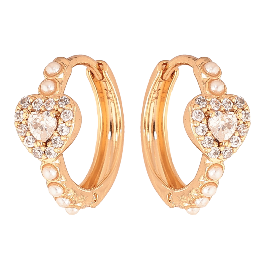 Серьги Xuping цвет Позолота 18К колечки "Кристальные сердечки" фото №1