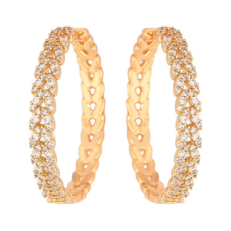 Серьги Xuping цвет Позолота 18К колечки "Узор с кристаллами" ø 3.3см фото №8