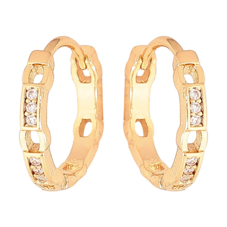 Сережки Xuping колір Позолота 18К колечка "Візерунок з кристалами" фото №23