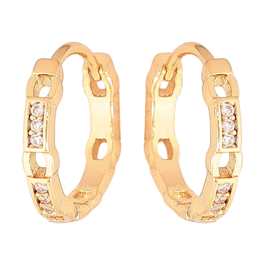 Сережки Xuping колір Позолота 18К колечка "Візерунок з кристалами" фото №1 Сережки Xuping колір Позолота 18К колечка "Візерунок з кристалами" фото №1