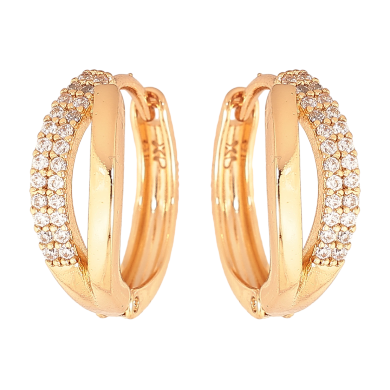 Серьги Xuping цвет Позолота 18К колечки "Узор с кристаллами" фото №1