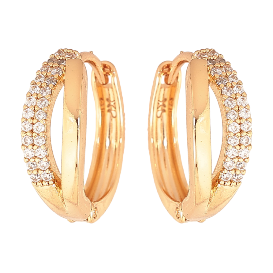 Серьги Xuping цвет Позолота 18К колечки "Узор с кристаллами" фото №1