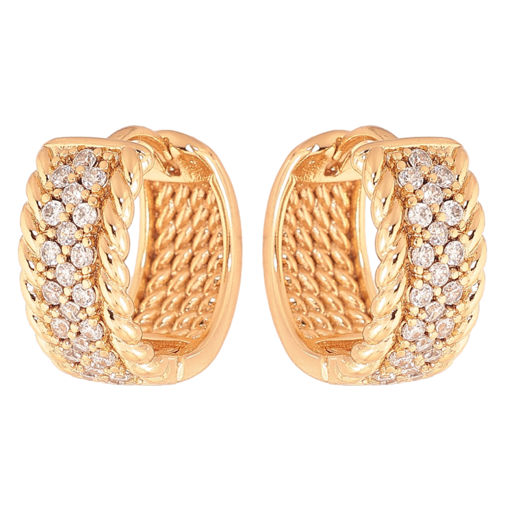 Серьги Xuping цвет Позолота 18К колечки "Узор с кристаллами" фото №21