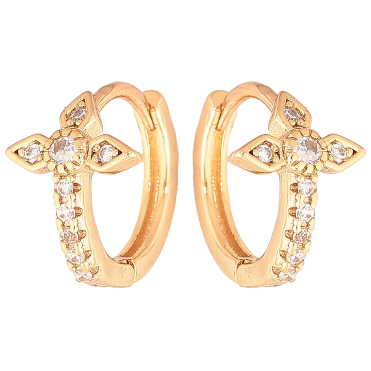 Серьги Xuping цвет Позолота 18К колечки "Крестики с кристаллами" фото №20