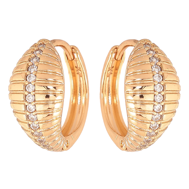 Серьги Xuping цвет Позолота 18К колечки "Узор с кристаллами" фото №18