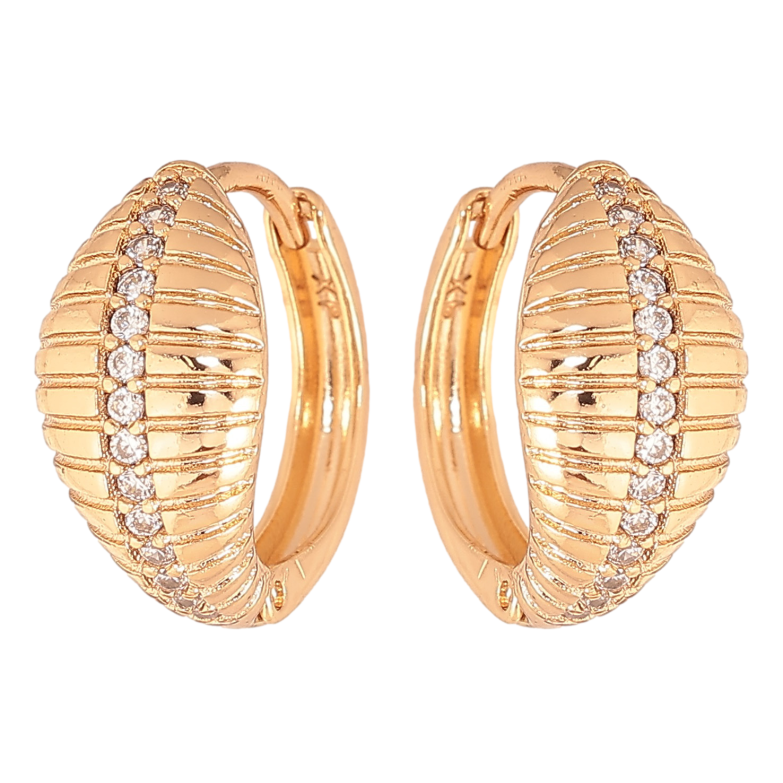 Сережки Xuping колір Позолота 18К колечка "Візерунок з кристалами" фото №1