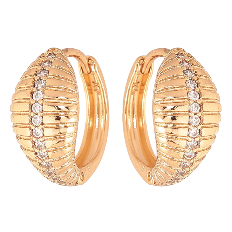 Серьги Xuping цвет Позолота 18К колечки "Узор с кристаллами" фото №1