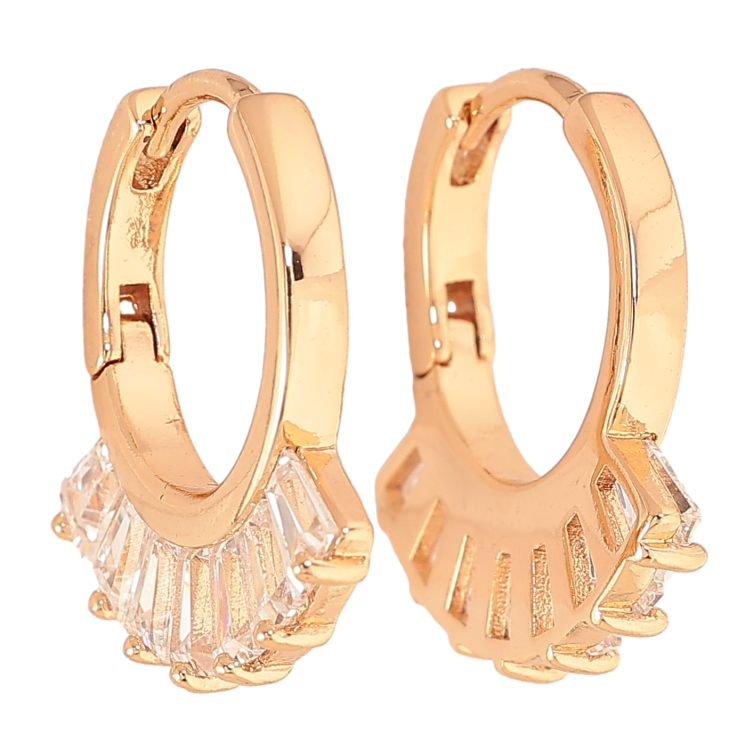 Серьги Xuping цвет Позолота 18К колечки "Узор с кристаллами" фото №17