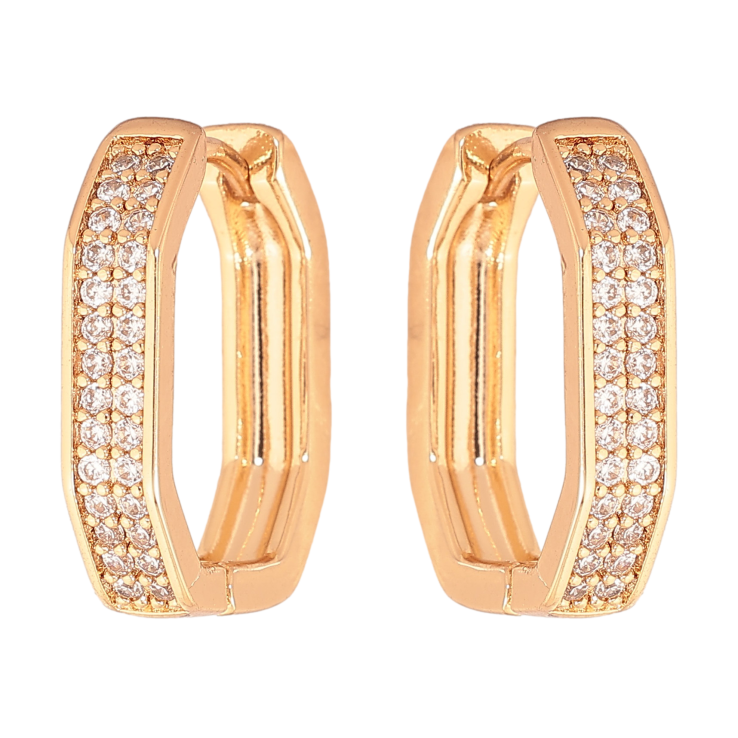 Серьги Xuping цвет Позолота 18К колечки "Инкрустация кристаллами" фото №1