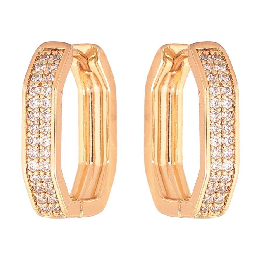 Серьги Xuping цвет Позолота 18К колечки "Инкрустация кристаллами" фото №1