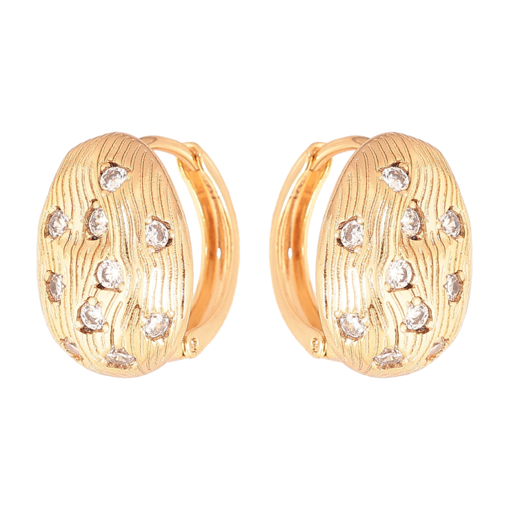 Серьги Xuping цвет Позолота 18К колечки "Узор с кристаллами" фото №14