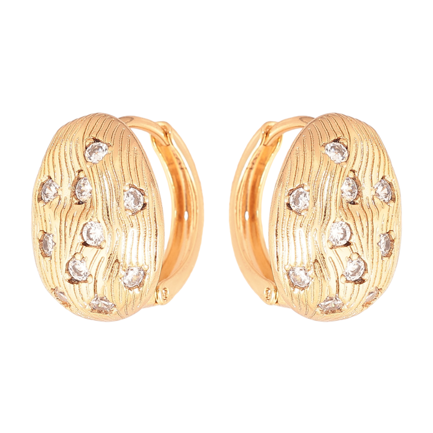 Серьги Xuping цвет Позолота 18К колечки "Узор с кристаллами" фото №1